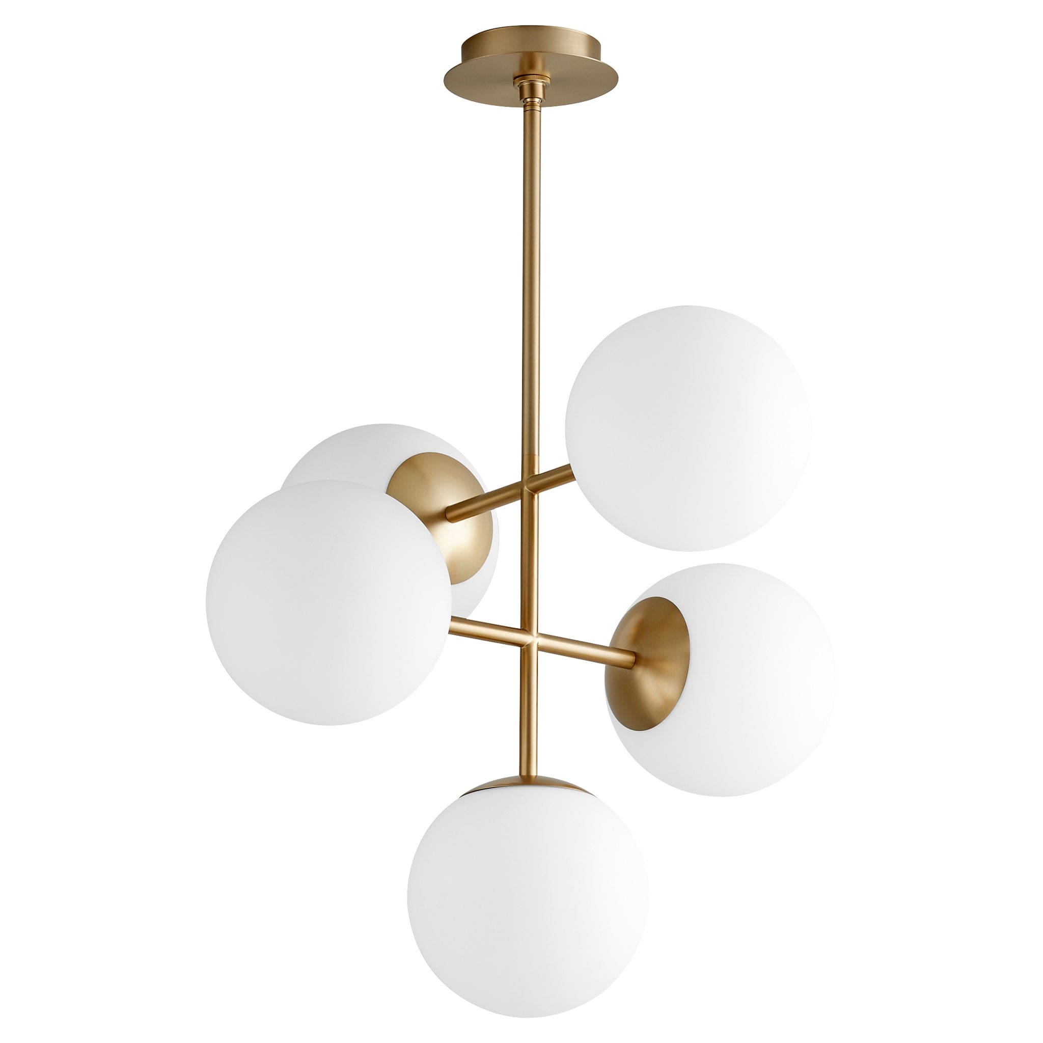 NEBULA 8" Five Light Pendant -3000k- Aged Brass