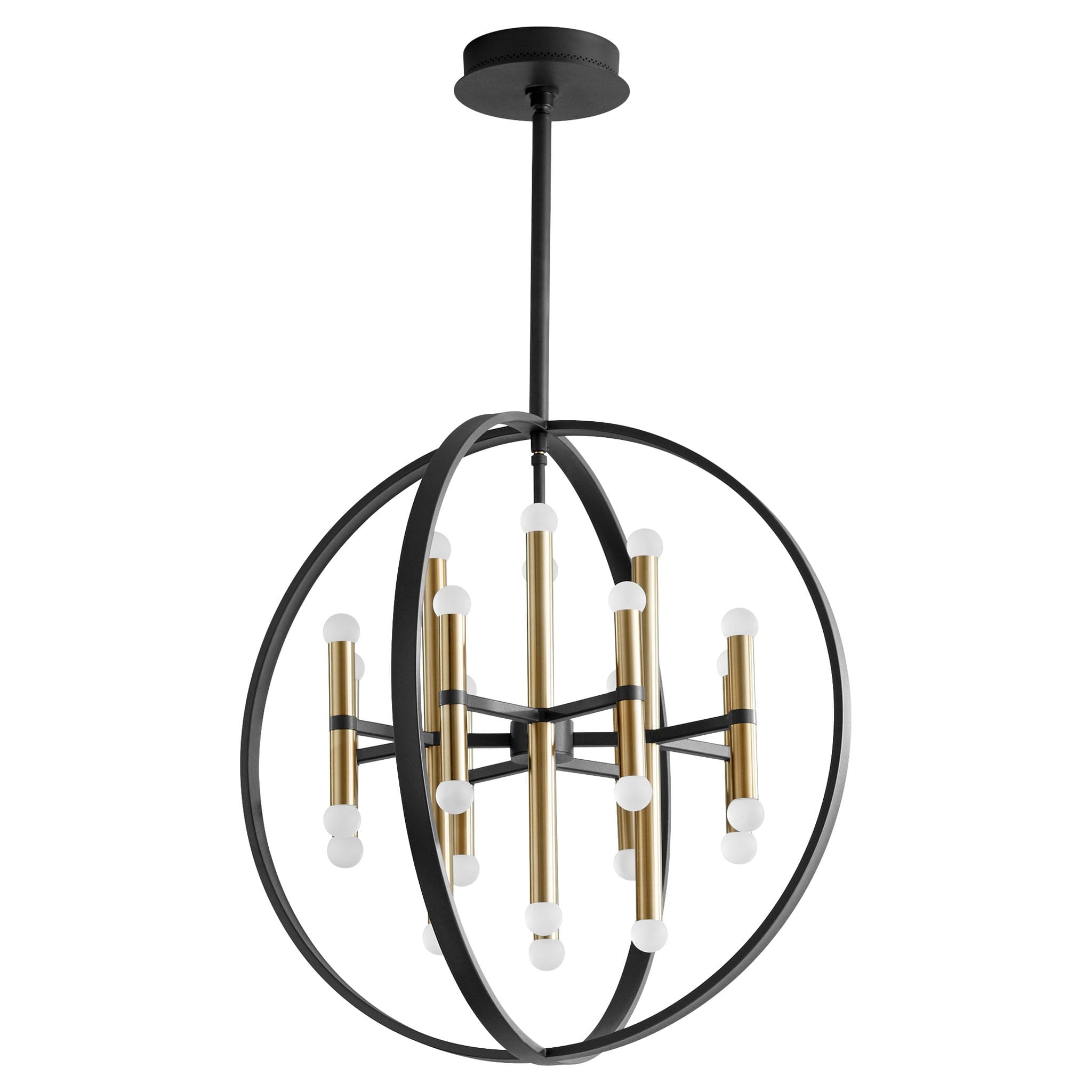 NERO 24" Twenty-Four Light Chandelier -3000k- Black/Aged Brass