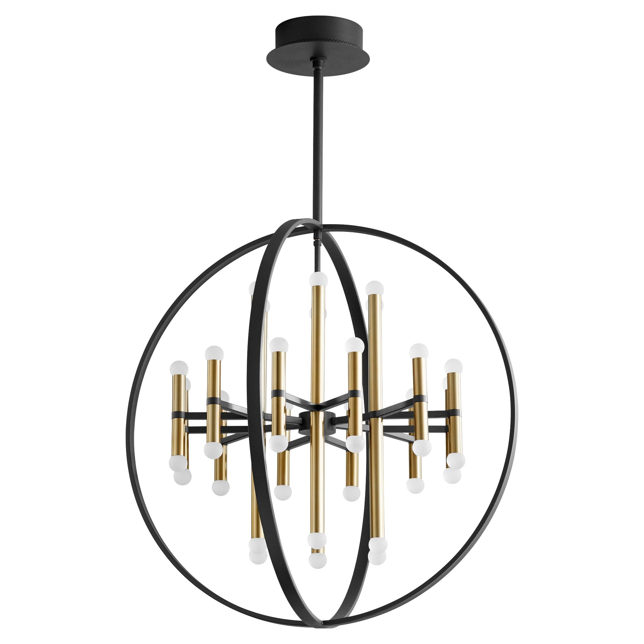 NERO 30" Thirty-Six Light Chandelier -3000k- Black/Aged Brass