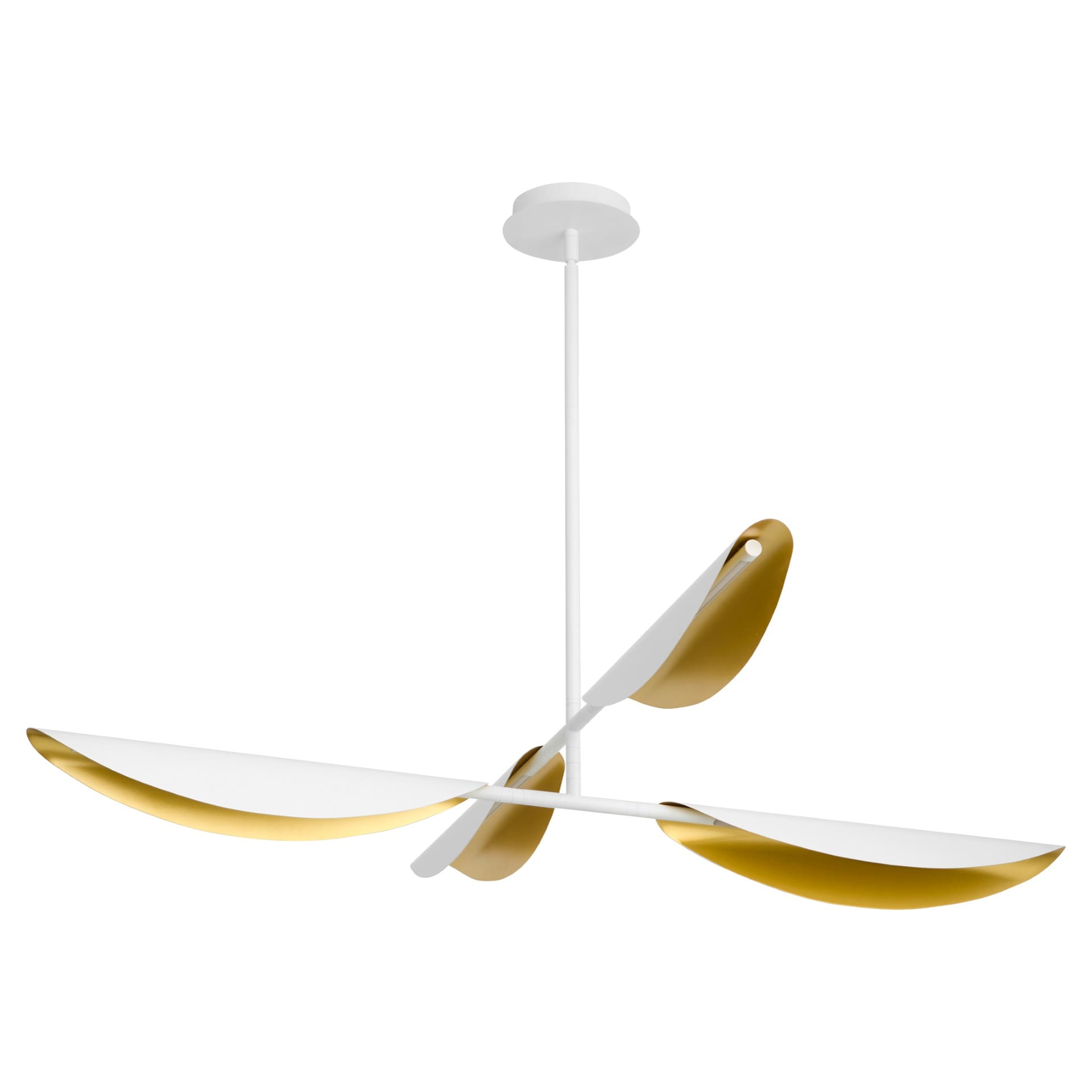 PIVOT CCT Four Light Chandelier - White/Aged Brass