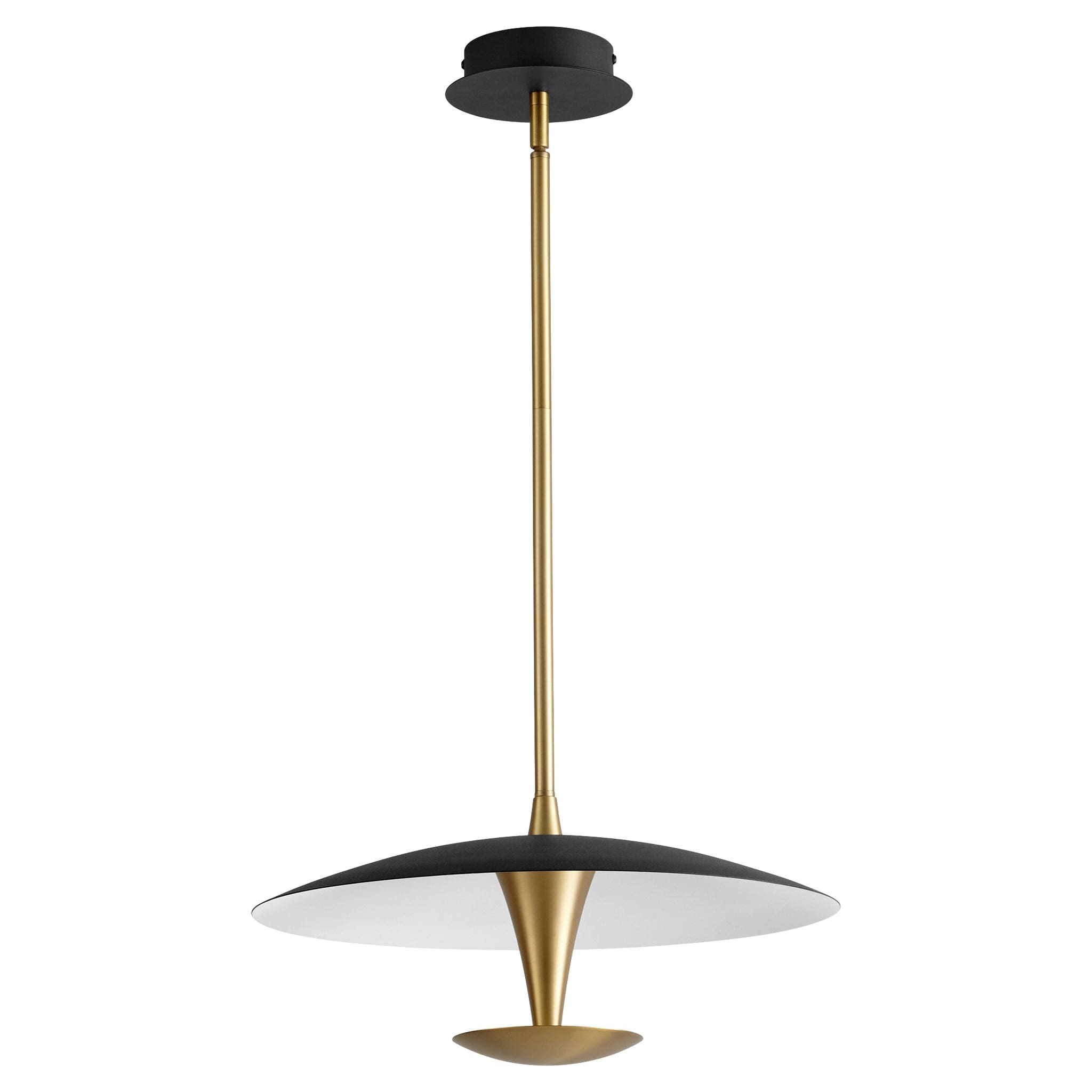 SPACELY 18" Pendant -3000k- Black/Aged Brass